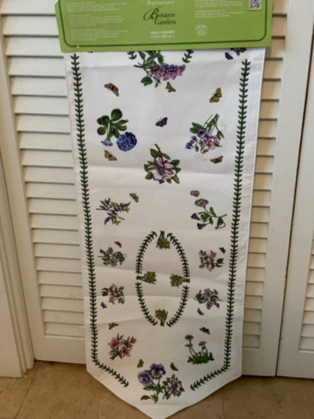 Portmeirion Botanic Garden Table Runner 72” Floral Butterfly NEW
